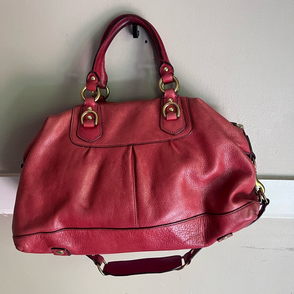 Coach Pink Leather Satchel with Gold Hardware - Picture 5 of 8
